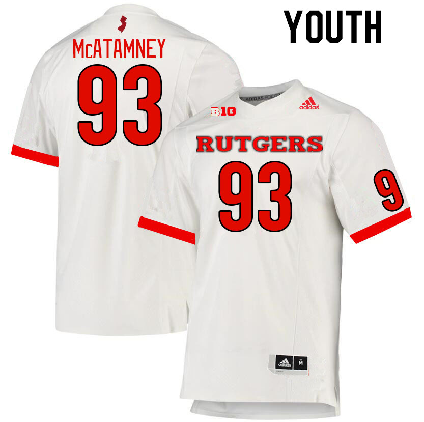 Youth #93 Jude McAtamney Rutgers Scarlet Knights College Football Jerseys Stitched Sale-White - Click Image to Close